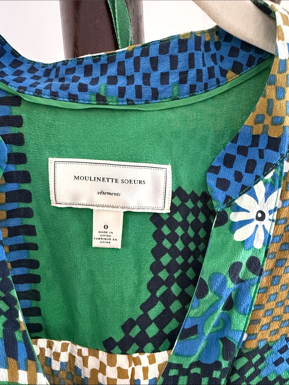 Moulinette Soeurs Green and Blue Printed Button-Front Dress - Picture 2 of 9